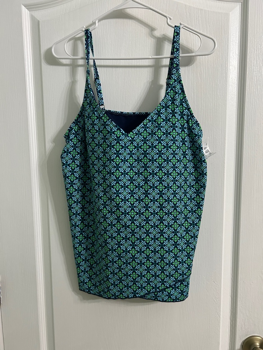 Lands' End Blue and Green Printed Swim Tankini. 14/16L